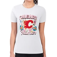 Women's G-III 4Her by Carl Banks Calgary Flames Flower Logo Fitted T-Shirt
