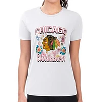 Women's G-III 4Her by Carl Banks Chicago Blackhawks Flower Logo Fitted T-Shirt