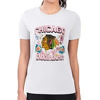 Women's G-III 4Her by Carl Banks Chicago Blackhawks Flower Logo Fitted T-Shirt