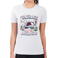 Women's G-III 4Her by Carl Banks White Colorado Avalanche Flower Logo Fitted T-Shirt