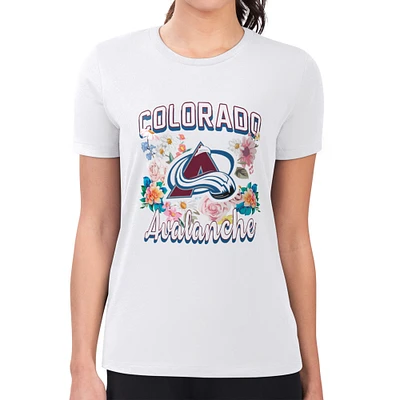 Women's G-III 4Her by Carl Banks White Colorado Avalanche Flower Logo Fitted T-Shirt