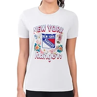 Women's G-III 4Her by Carl Banks White New York Rangers Flower Logo Fitted T-Shirt