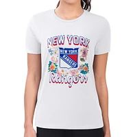 Women's G-III 4Her by Carl Banks White New York Rangers Flower Logo Fitted T-Shirt