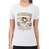 Women's G-III 4Her by Carl Banks Pittsburgh Penguins Flower Logo Fitted T-Shirt