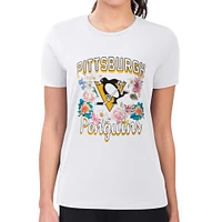 Women's G-III 4Her by Carl Banks Pittsburgh Penguins Flower Logo Fitted T-Shirt