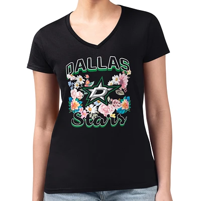 Women's G-III 4Her by Carl Banks Dallas Stars Flower Logo Fitted V-Neck T-Shirt