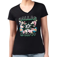 Women's G-III 4Her by Carl Banks Dallas Stars Flower Logo Fitted V-Neck T-Shirt