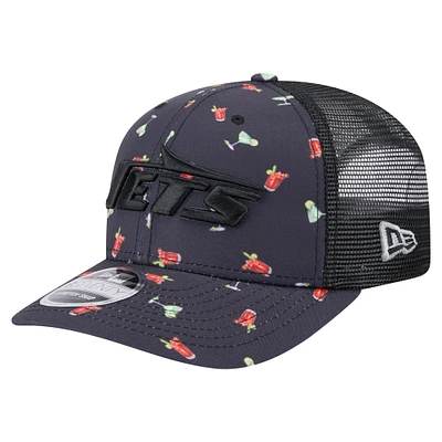 Men's New Era  Navy/Black New York Jets Adventure Drinks Pattern 9SEVENTY Stretch-Snap Hat