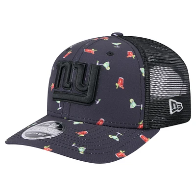 Men's New Era  Navy/Black New York Giants Adventure Drinks Pattern 9SEVENTY Stretch-Snap Hat