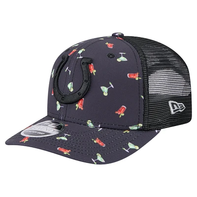 Men's New Era  Navy/Black Indianapolis Colts Adventure Drinks Pattern 9SEVENTY Stretch-Snap Hat