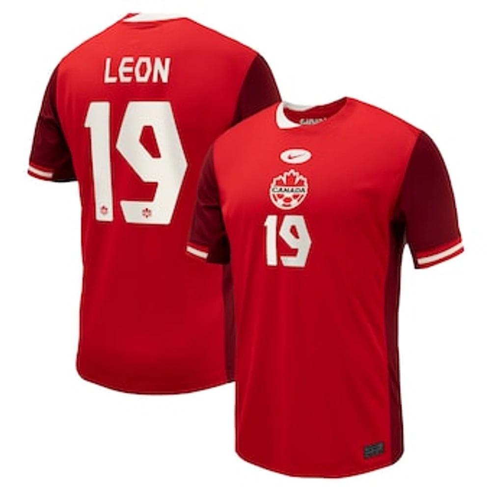 Men's Nike Adriana Leon Red Canada Soccer 2024 Home Replica Jersey