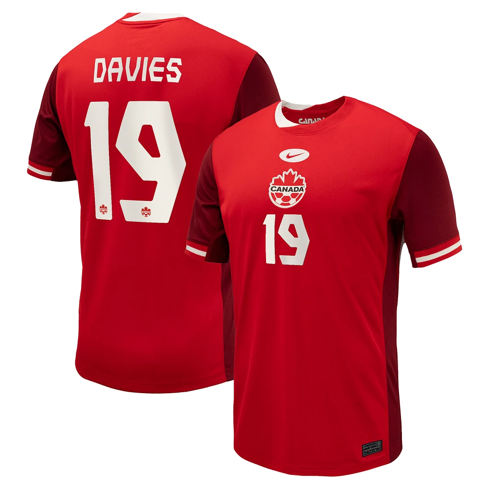 Men's Nike Alphonso Davies Red Canada Soccer 2024 Home Replica Jersey