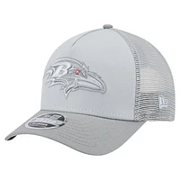 Men's New Era Gray Baltimore Ravens Domain A-Frame Trucker 9FORTY Adjustable Hat