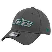 Men's New Era Graphite York Jets  Main 39THIRTY Flex Hat