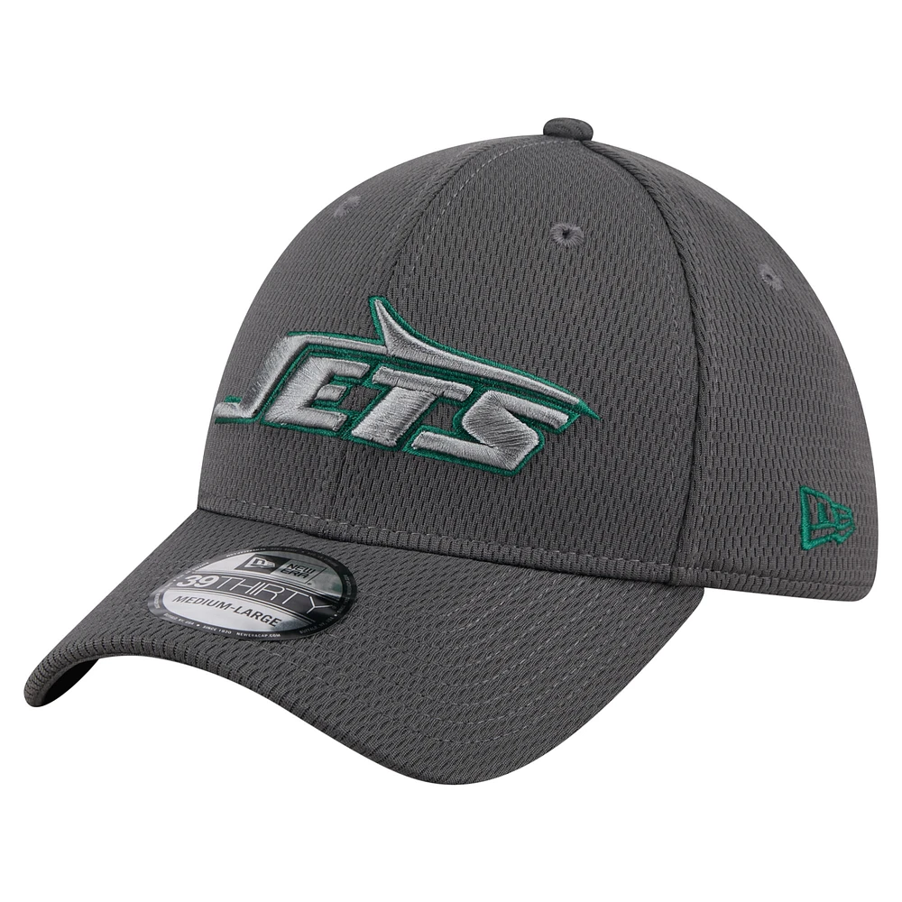 Men's New Era Graphite York Jets Main 39THIRTY Flex Hat