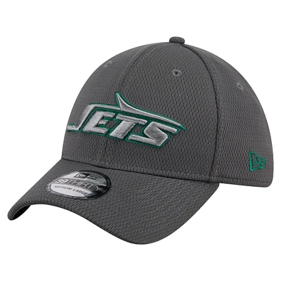 Men's New Era Graphite York Jets  Main 39THIRTY Flex Hat
