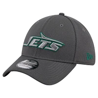 Men's New Era Graphite York Jets  Main 39THIRTY Flex Hat