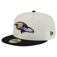 Men's New Era  Cream/Black Baltimore Ravens Main 59FIFTY Fitted Hat