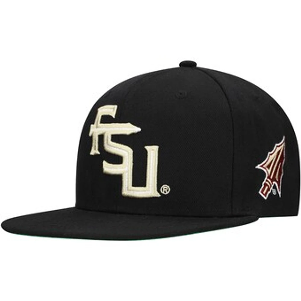 Men's Mitchell & Ness  Black Florida State Seminoles Triple Play Snapback Hat