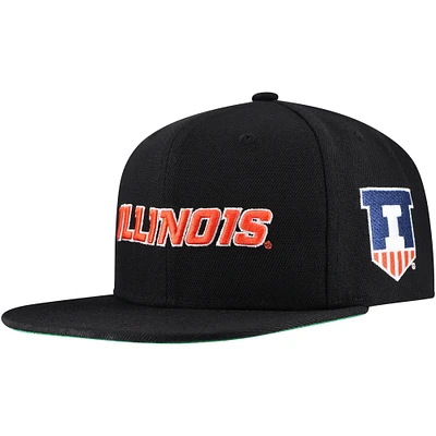 Men's Mitchell & Ness  Black Illinois Fighting Illini Triple Play Snapback Hat