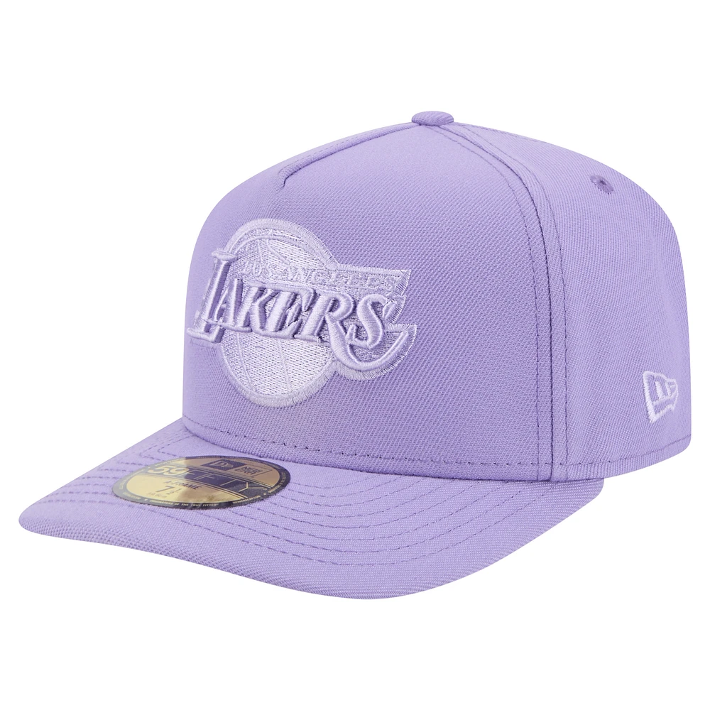 Men's New Era Purple Los Angeles Lakers Colorpack A-Frame Pinch Front 59FIFTY Fitted Hat