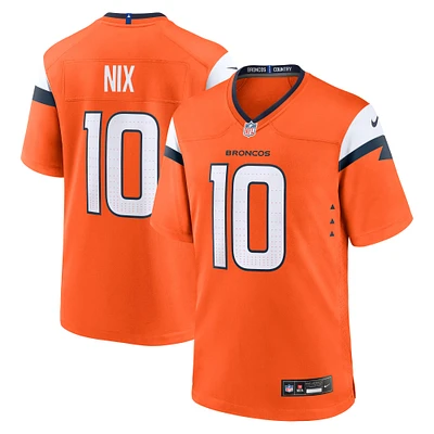 Youth Nike Bo Nix Orange Denver Broncos Team Game Jersey