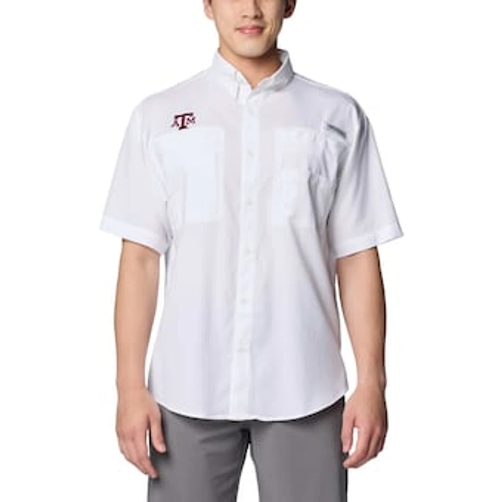 Men's Columbia White Texas A&M Aggies PFG Tamiami Omni-Shade Button-Down Shirt