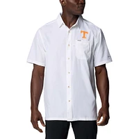 Men's Columbia White Tennessee Volunteers PFG Slack Tide™ Omni-Shade™ Button-Up Camp Shirt