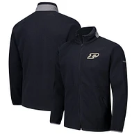 Men's Columbia  Black Purdue Boilermakers Flanker IV Fleece Raglan Full-Zip Jacket