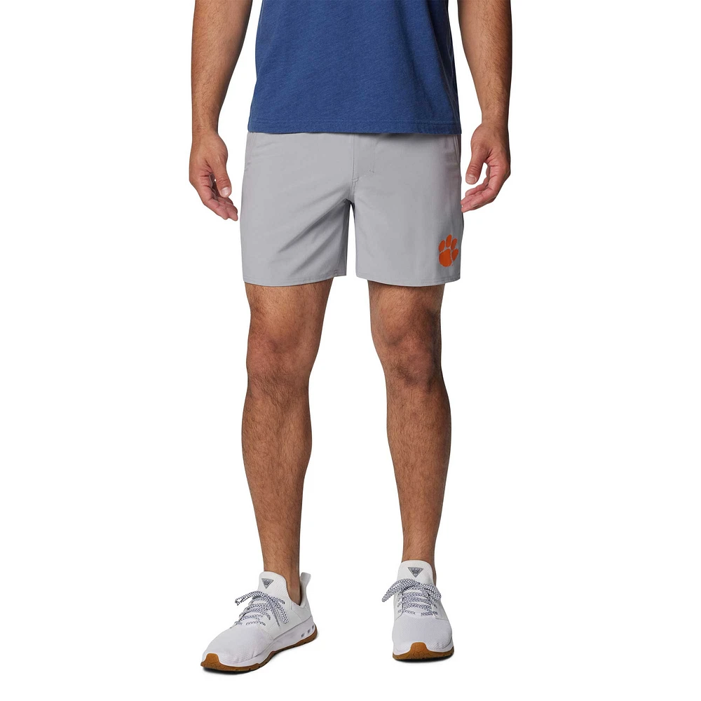 Men's Columbia Gray Clemson Tigers PFG Terminal Roamer™ Omni-Shade™ Stretch Shorts