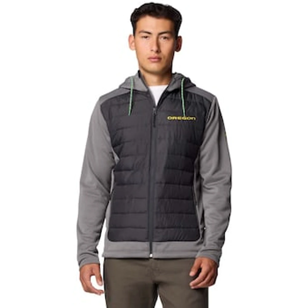 Men's Columbia  Black/Gray Oregon Ducks Out-Shield Hybrid Full-Zip Hoodie Jacket