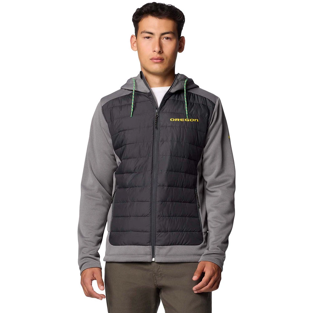 Men's Columbia  Black/Gray Oregon Ducks Out-Shield Hybrid Full-Zip Hoodie Jacket