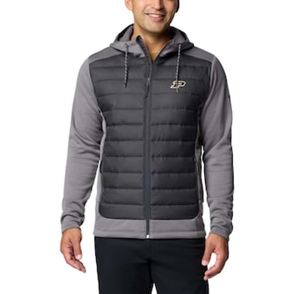 Men's Columbia  Charcoal/Gray Purdue Boilermakers Out-Shield Hybrid Full-Zip Hoodie Jacket