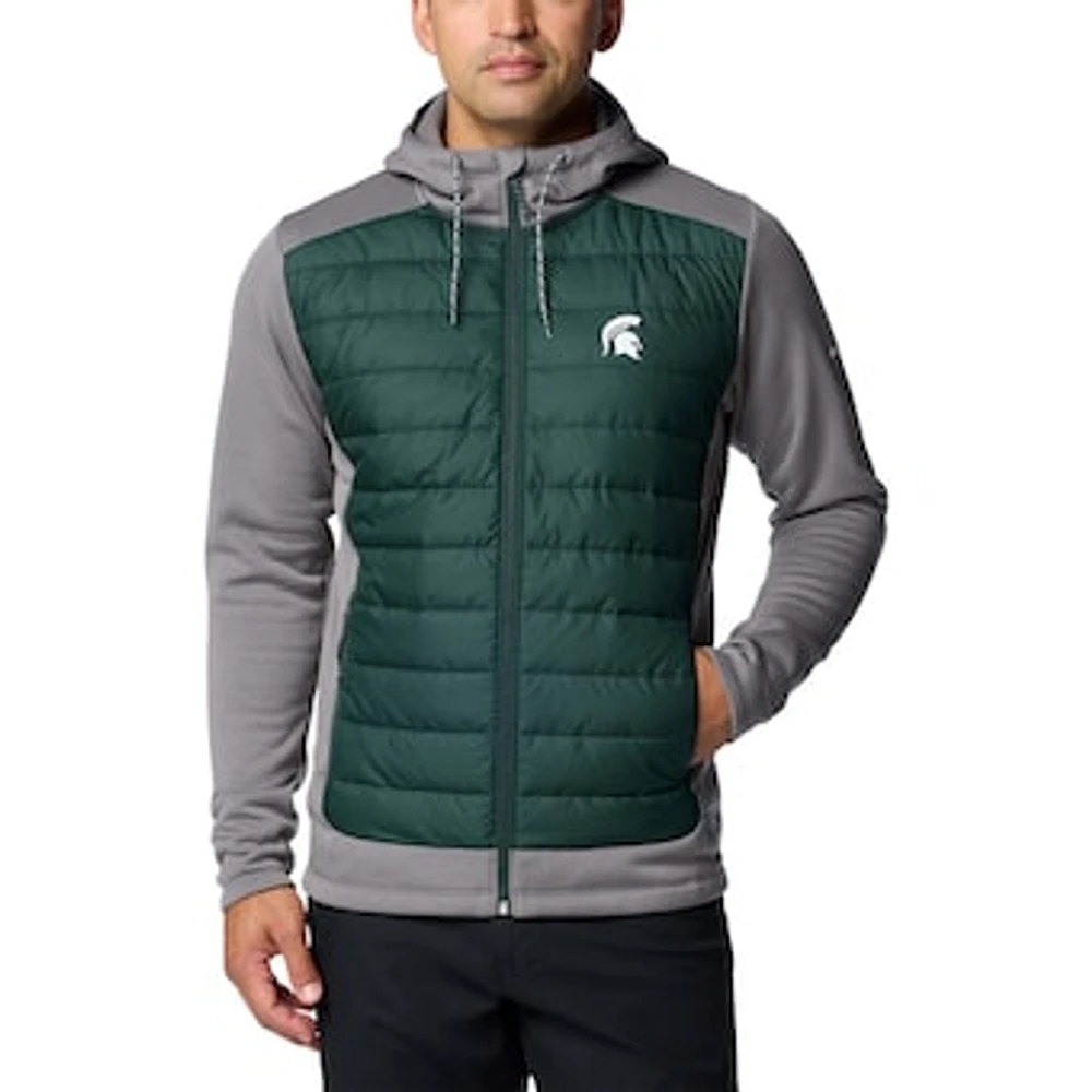 Men's Columbia  Green/Gray Michigan State Spartans Out-Shield Hybrid Full-Zip Hoodie Jacket