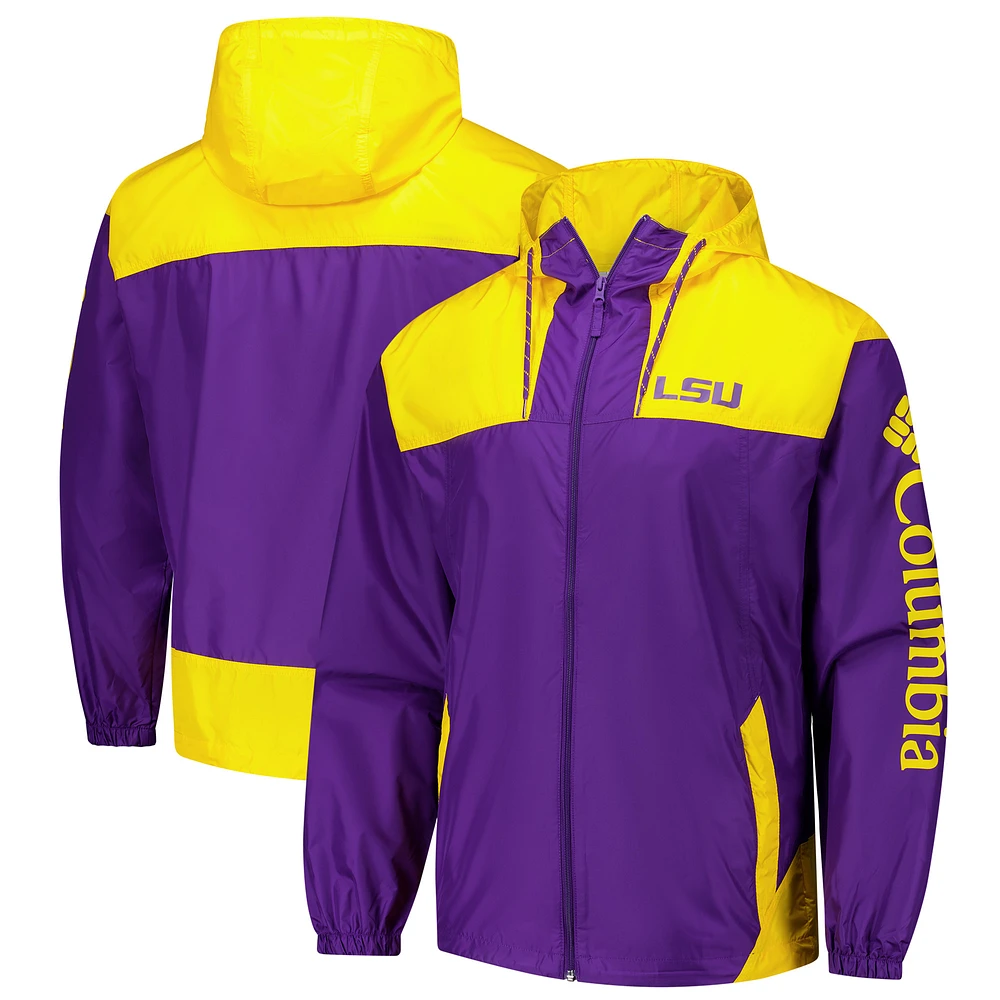 Men's Columbia Purple LSU Tigers Flash Challenger II Omni-Shade Full-Zip Windbreaker Jacket