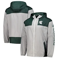 Men's Columbia Gray Michigan State Spartans Flash Challenger II Omni-Shade Full-Zip Windbreaker Jacket