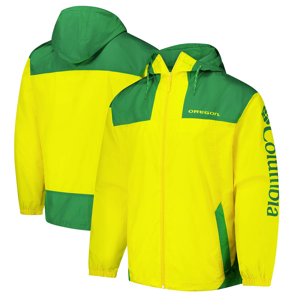 Men's Columbia Yellow Oregon Ducks Flash Challenger II Omni-Shade Full-Zip Windbreaker Jacket