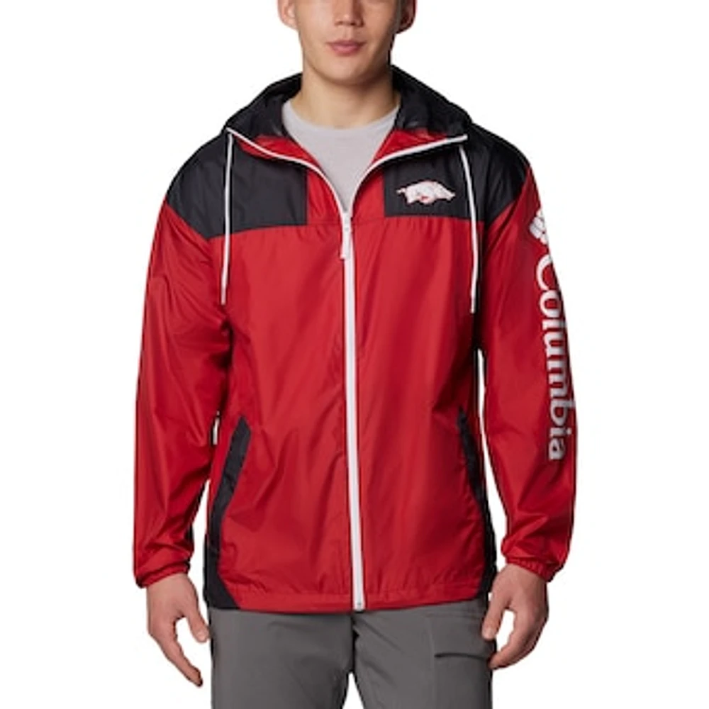 Men's Columbia Cardinal Arkansas Razorbacks Flash Challenger II Omni-Shade Full-Zip Hoodie Windbreaker Jacket