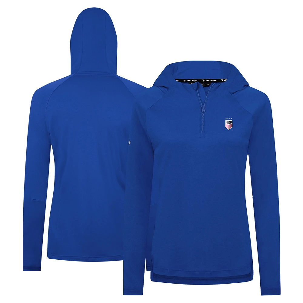 Women's Levelwear Royal USWNT Raven Quarter-Zip Pullover Hoodie