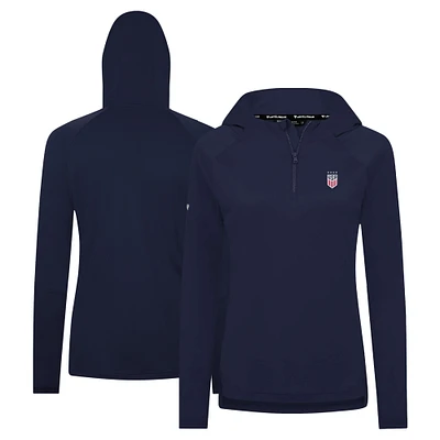 Women's Levelwear Navy USWNT Raven Quarter-Zip Pullover Hoodie