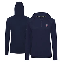 Women's Levelwear Navy USWNT Raven Quarter-Zip Pullover Hoodie