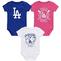 Infant  Blue Los Angeles Dodgers Slide Home Three-Piece Bodysuit Set