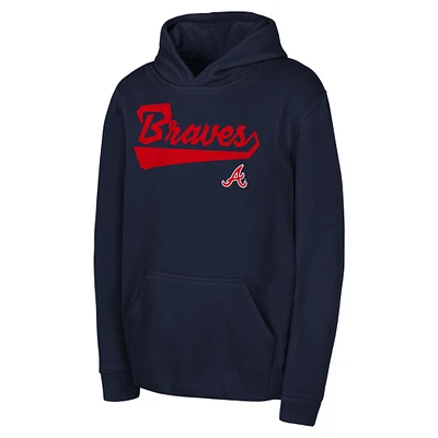 Youth Navy Atlanta Braves Tailor Made Fleece Pullover Hoodie