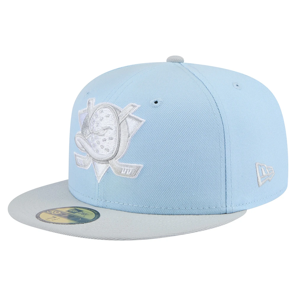 Men's New Era Light Blue/Gray Anaheim Ducks Color Pack Two-Tone 59FIFTY Fitted Hat