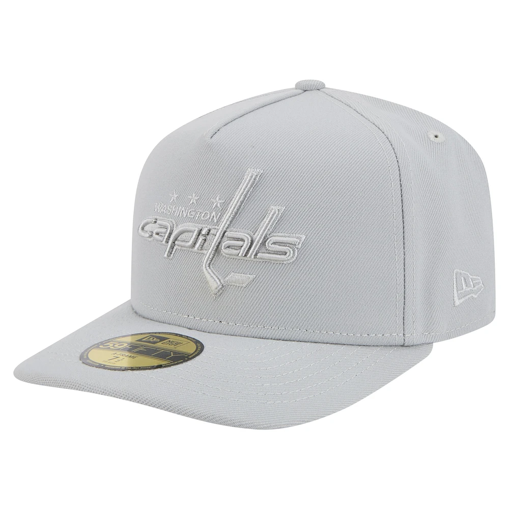Men's New Era Gray Washington Capitals Color Pack A-Frame 59FIFTY Fitted Hat