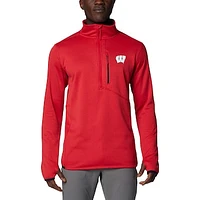 Men's Columbia Red Wisconsin Badgers Park View Grid Fleece Omni-Wick Half-Zip Jacket