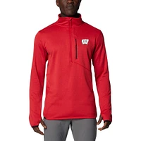 Men's Columbia Red Wisconsin Badgers Park View Grid Fleece Omni-Wick Half-Zip Jacket