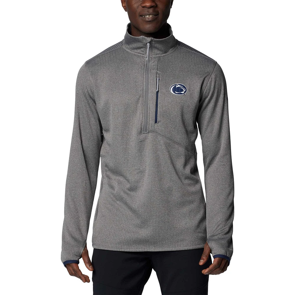 Men's Columbia Gray Penn State Nittany Lions Park View Grid Fleece Omni-Wick Half-Zip Jacket