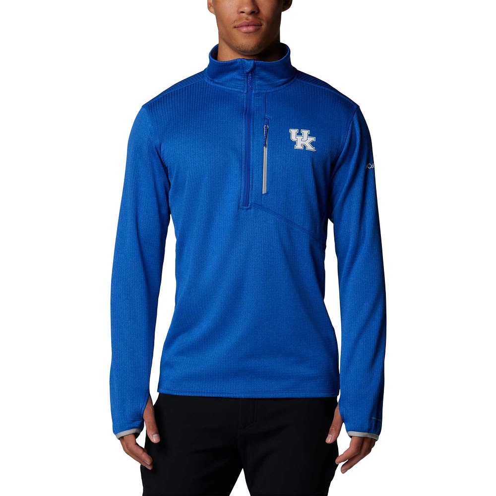 Men's Columbia Royal Kentucky Wildcats Park View Grid Fleece Omni-Wick Half-Zip Jacket