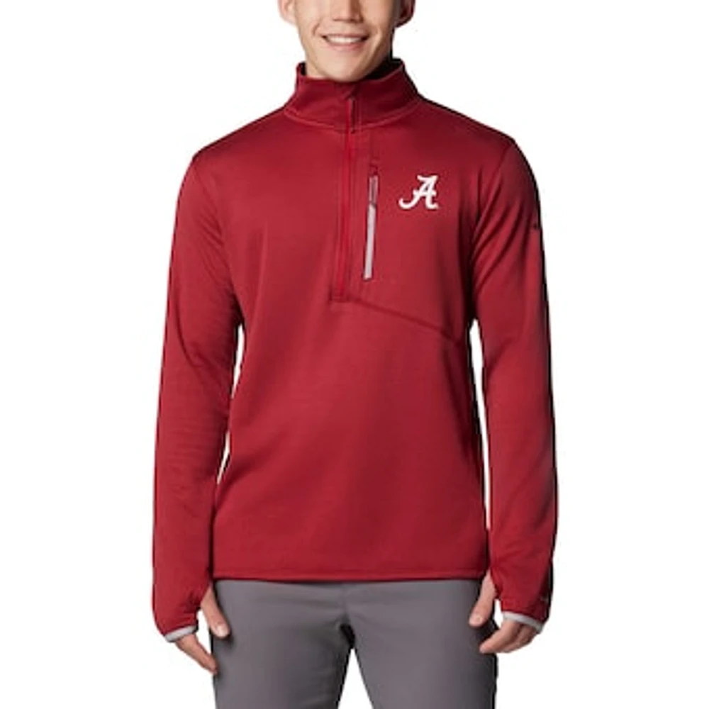 Men's Columbia Crimson Alabama Tide Park View Grid Fleece Omni-Wick Half-Zip Jacket